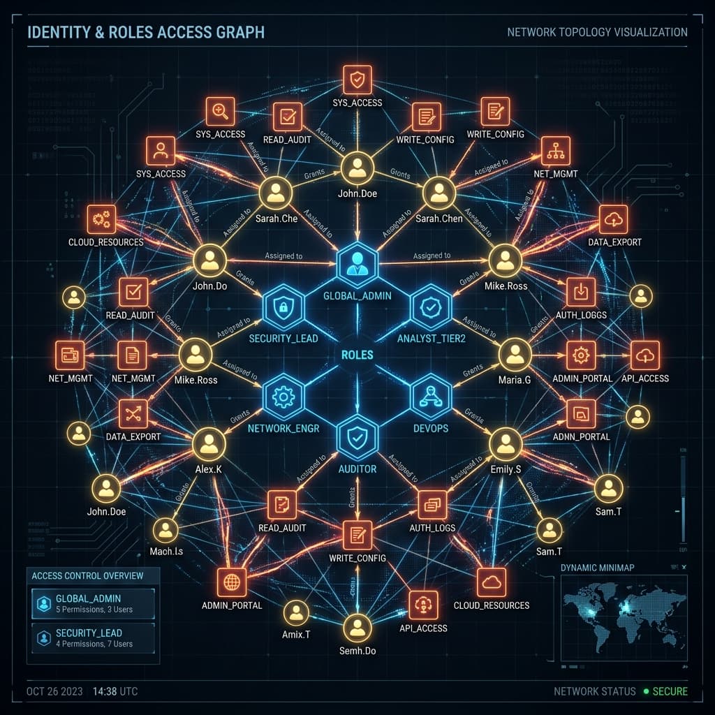 SFMC Identity Graph — Role & Permission Visualization